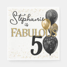 50 & Fabulous Black Gold Glam Geburtstag Napkin
