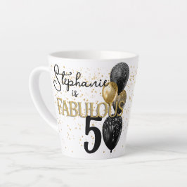 50 & Fabulous Black Gold Glam Kleine Latte Tasse