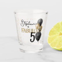50 & Fabulous Black Gold Glam Shot Glas