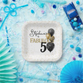 50 & Fabulous Black Gold Glam Square Paper Plate Pappteller (Party)