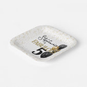 50 & Fabulous Black Gold Glam Square Paper Plate Pappteller (Gewinkelt)