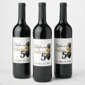 50 & Fabulous Black Gold Glam Wine Label Weinetikett (Flaschen)
