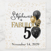 50 & Fabulous Black Gold Glam Wine Label Weinetikett (Einzelnes Label)