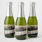 50 & Fabulous Black & Gold Imitate Glitzer Foto Mi Schaumweinetikett (Flaschen)