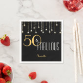 50 & Fabulous Black Gold Lights Glamour Elegant Serviette (Beispiel)