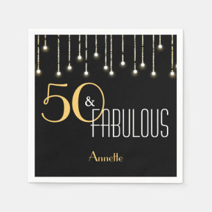 50 & Fabulous Black Gold Lights Glamour Elegant Serviette