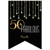 50 & Fabulous Black Gold Lights Glamour Elegant Wimpelkette (Dritte Fahne)