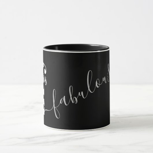 50 & Fabulous Black Gray Script Tasse (Zentrum)