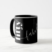 50 & Fabulous Black Gray Script Tasse (Vorderseite Links)