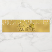 50 & Fabulous Black on Gold Yellow Cactus Blume Wasserflaschenetikett (Einzelnes Label)