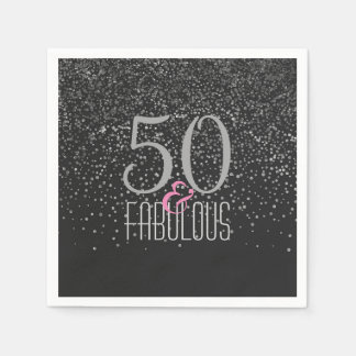 50 & Fabulous Black Silver | Elegant 50. Geburtsta Serviette
