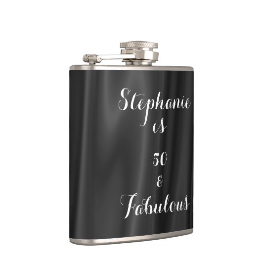 50 & Fabulous Black & White Elegant Royal Simple Flachmann (Rechts)