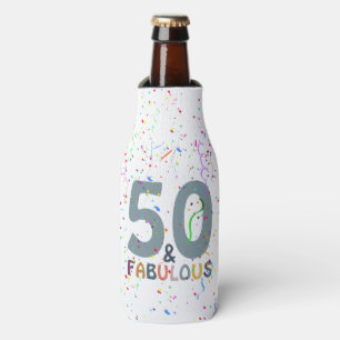 50. & Fabulous Blaue Konfetti-Geburtstagsfeier Flaschenkühler