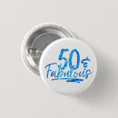50 & Fabulous Blue Pool 50. Geburtstag Button (Vorne & Hinten)