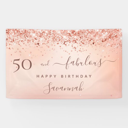 50 Fabulous blush pink rosa Konfetti Name Banner (Horizontal)