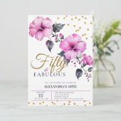 50 Fabulous Bold Hibiskus Tropical 50. Geburtstag Einladung (Stehend Vorderseite)