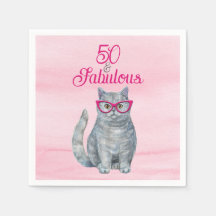50 & Fabulous Cat, Pink und Gray, 50. Geburtstag