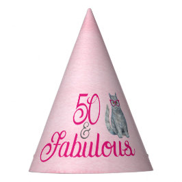 50 & Fabulous Cat, Pink und Gray, 50. Geburtstag W Partyhütchen
