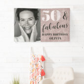 50 & Fabulous Chic Pink Glitzer & Foto Geburtstag Banner (Insitu)