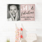 50 & Fabulous Chic Pink Glitzer & Foto Geburtstag Banner (Insitu)