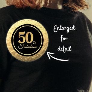 50 & Fabulous Classy Black Gold Button