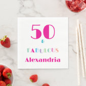 50 & Fabulous Colorful Modern Birthday Invitation Serviette (Beispiel)
