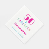 50 & Fabulous Colorful Modern Birthday Invitation Serviette (Ecke)