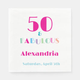 50 & Fabulous Colorful Modern Birthday Serviette
