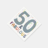 50 & Fabulous Confetti Blue Modern Geburtstag Serviette (Ecke)
