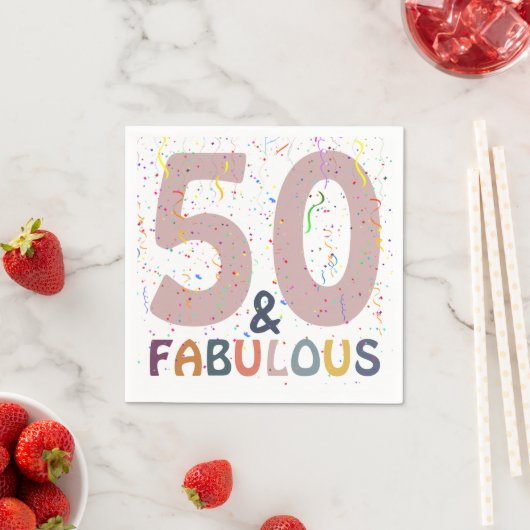 50 & Fabulous Confetti Pink Modernes Party Serviette (Beispiel)