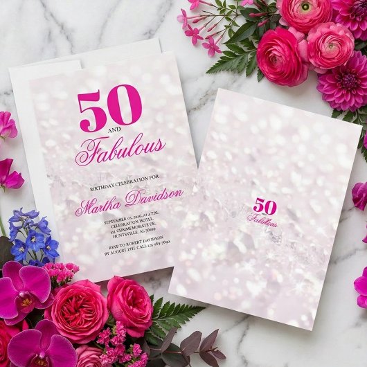 50 & Fabulous Crystal Glam Feier Einladung