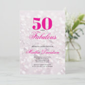50 & Fabulous Crystal Glam Feier Einladung (Stehend Vorderseite)