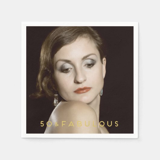 50 & Fabulous | Custom Foto Paper Napkin Serviette (Vorderseite)