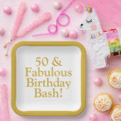 50 & Fabulous Customizable Gold Paper Teller (Party)