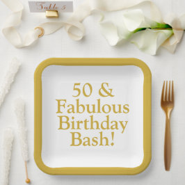 50 & Fabulous Customizable Gold Paper Teller