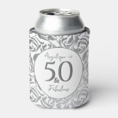 50 & Fabulous Decorative Gray Floral Swirl Muster Dosenkühler (Kanne Vorderseite)