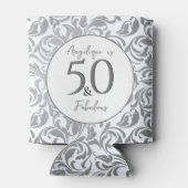 50 & Fabulous Decorative Gray Floral Swirl Muster Dosenkühler (Rückseite)