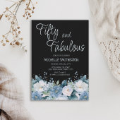 50. Fabulous Dusty Blue White Floral Black 50. Einladung