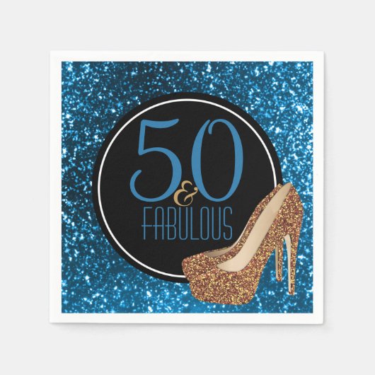 50 & Fabulous | Elegant 50. Geburtstag High Heels Serviette (Vorderseite)