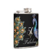 50 & Fabulous Elegant Watercolor Peacock Geburtsta Flachmann (Rechts)