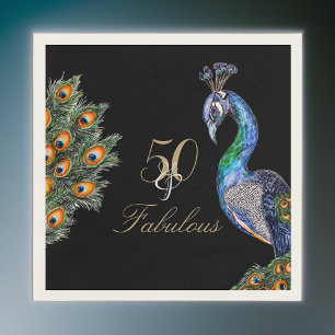 50 & Fabulous Elegant Watercolor Peacock Geburtsta Serviette