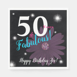 50 & Fabulous, Elegante lila Stimmung & Sterne Serviette