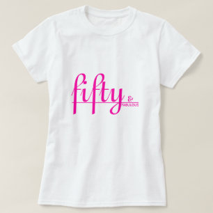 50 & FABULOUS Elegantes Hot-Pink-Skript Geburtstag T-Shirt