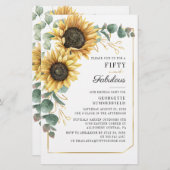 50 Fabulous Eukalyptus Sunflower Birthday Einladun Briefpapier (Vorne/Hinten)