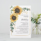 50 Fabulous Eukalyptus Sunflower Birthday Einladun Briefpapier (Stehend Vorderseite)