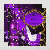 50 & Fabulous Fantastic Lila Magenta Geburtstag Einladung (Vorne/Hinten)