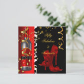 50 & Fabulous Fantastic Red Black Gold Geburtstag Einladung (Stehend Vorderseite)