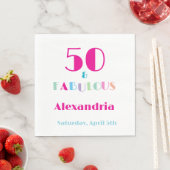 50 & Fabulous Farbige moderne Geburtstagsfeier Serviette (Beispiel)