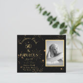 50 Fabulous Feuerwerk Gold schwarz Einladung (Stehend Vorderseite)