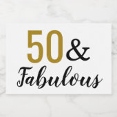 50 & Fabulous Fiftieth Birthday Party Gefallen Schaumweinetikett (Einzelnes Label)